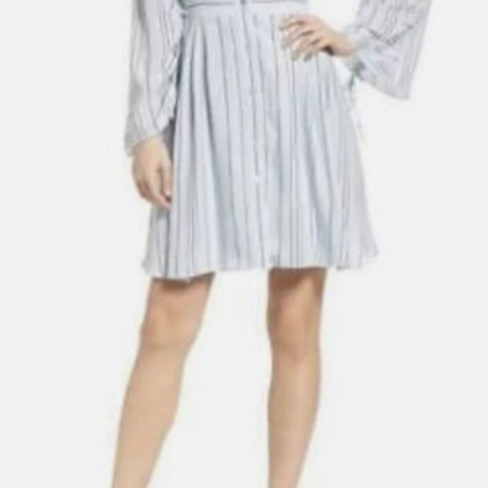 NWT Taylor Striped Button Ruched Drawstring Sleeves Shirt Dress